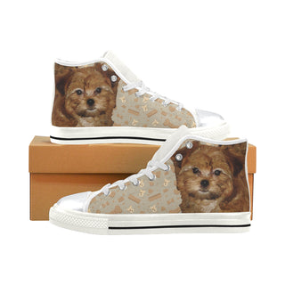 Shorkie Dog White High Top Canvas Women's Shoes/Large Size - TeeAmazing