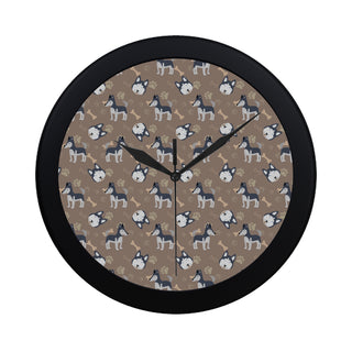 Siberian Husky Pattern Black Circular Plastic Wall clock - TeeAmazing