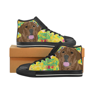 Chocolate Lab Black High Top Canvas Shoes for Kid - TeeAmazing