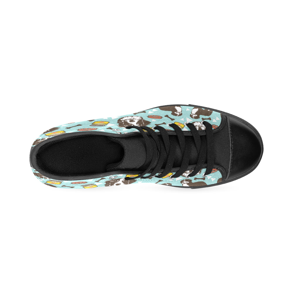 Bernese Mountain Pattern Black High Top Canvas Shoes for Kid - TeeAmazing