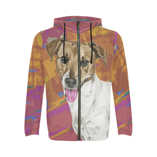 Jack Russell Terrier Water Colour No.1 All Over Print Full Zip Hoodie for Men - TeeAmazing