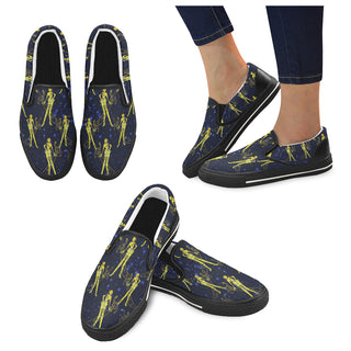 Sailor Uranus Black Women's Slip-on Canvas Shoes/Large Size (Model 019) - TeeAmazing