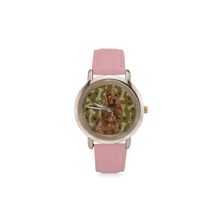 Cocker Spaniel Dog Women's Rose Gold Leather Strap Watch - TeeAmazing