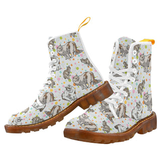 Ragamuffin Cat White Boots For Women - TeeAmazing