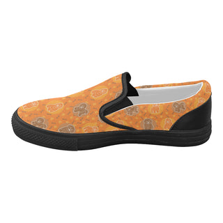 Bichon Frise Pattern Black Women's Slip-on Canvas Shoes - TeeAmazing