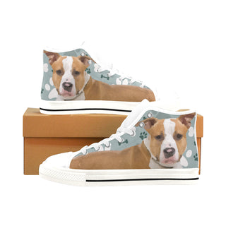 American Staffordshire Terrier White Men’s Classic High Top Canvas Shoes /Large Size - TeeAmazing