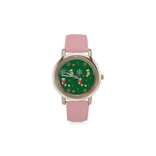 Socks Pattern Women's Rose Gold Leather Strap Watch - TeeAmazing