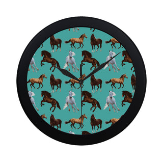 Horse Pattern Black Circular Plastic Wall clock - TeeAmazing