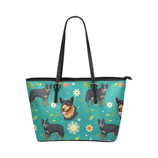 Australian Cattle Dog Flower Leather Tote Bag/Small - TeeAmazing