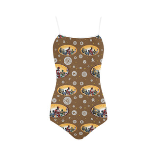 Power Ranger Pattern Strap Swimsuit - TeeAmazing