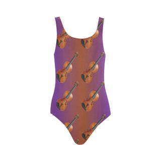 Violin Pattern Vest One Piece Swimsuit - TeeAmazing