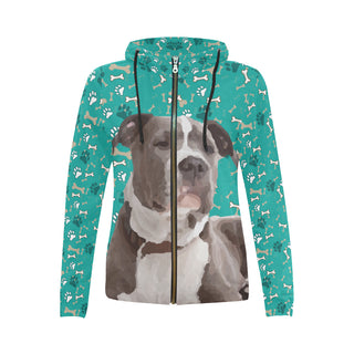 Staffordshire Bull Terrier All Over Print Full Zip Hoodie for Women - TeeAmazing