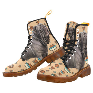 Neapolitan Mastiff Dog Black Boots For Men - TeeAmazing