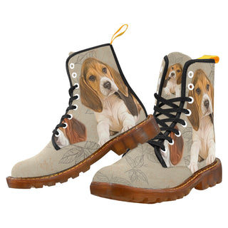 Beagle Lover Black Boots For Men - TeeAmazing