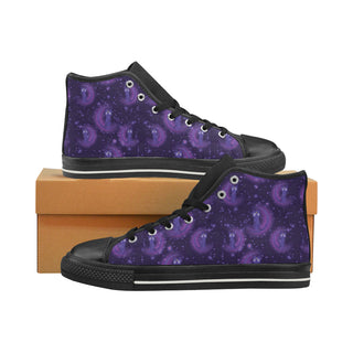 Luna Pattern Black High Top Canvas Women's Shoes/Large Size - TeeAmazing