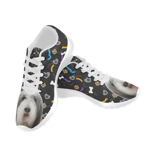 Bearded Collie Dog White Sneakers for Men - TeeAmazing
