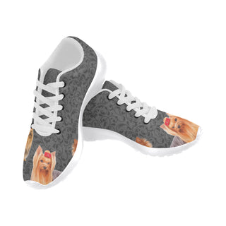 Yorkie Lover White Sneakers Size 13-15 for Men - TeeAmazing