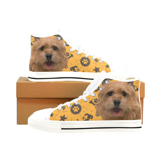 Norwich Terrier Dog White Men’s Classic High Top Canvas Shoes /Large Size - TeeAmazing