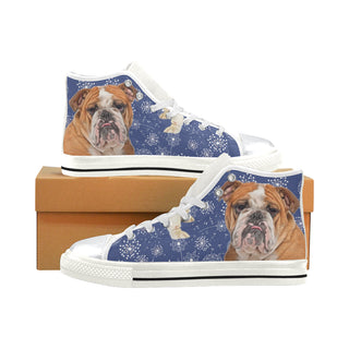 English Bulldog Lover White High Top Canvas Women's Shoes/Large Size - TeeAmazing