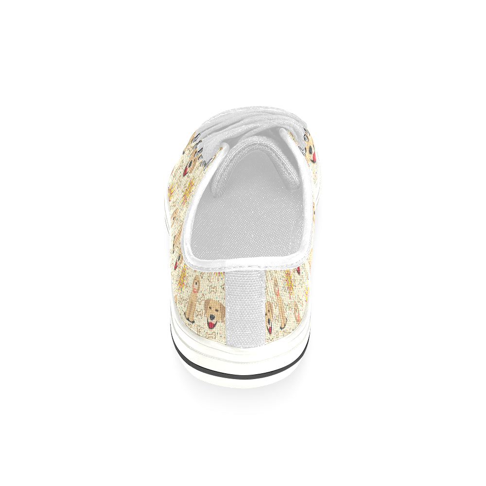 Golden Retriever Pattern White Women's Classic Canvas Shoes - TeeAmazing