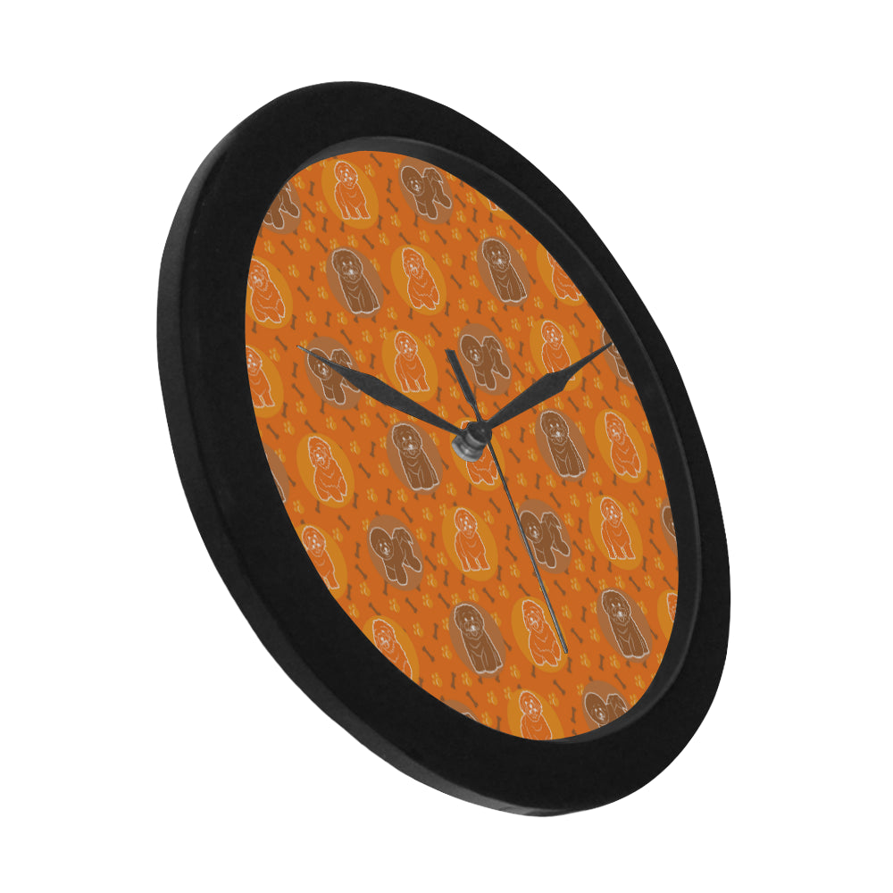 Bichon Frise Pattern Black Circular Plastic Wall clock - TeeAmazing