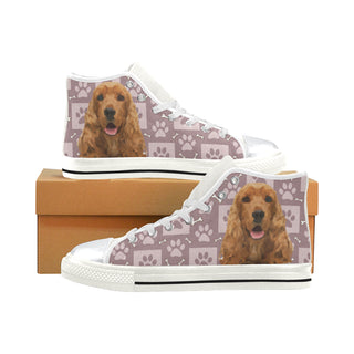 American Cocker Spaniel White High Top Canvas Women's Shoes/Large Size - TeeAmazing