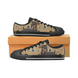 Miniature Pinscher Dog Black Low Top Canvas Shoes for Kid - TeeAmazing