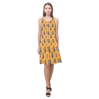 Dachshund Water Colour Pattern No.1 Sleeveless Splicing Shift Dress - TeeAmazing