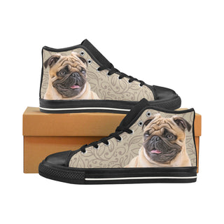 Pug Lover Black Men’s Classic High Top Canvas Shoes /Large Size - TeeAmazing
