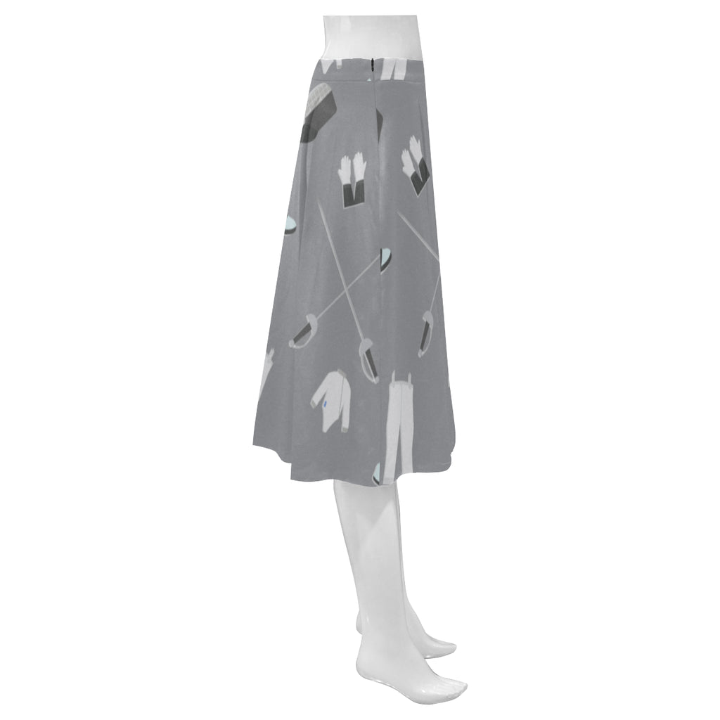 Fencing Pattern Mnemosyne Women's Crepe Skirt (Model D16) - TeeAmazing