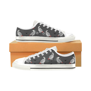 African Greys White Low Top Canvas Shoes for Kid - TeeAmazing