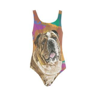 English Bulldog Water Colour No.2 Vest One Piece Swimsuit - TeeAmazing