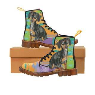 Dachshund Water Colour No.2 Black Boots For Men - TeeAmazing