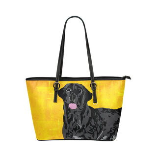 Black Labrador Leather Tote Bag/Small - TeeAmazing