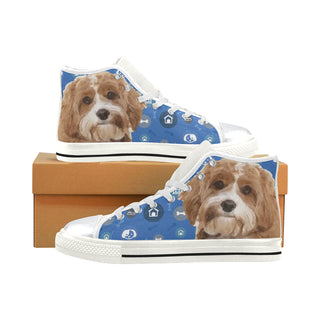 Cavapoo Dog White High Top Canvas Shoes for Kid - TeeAmazing