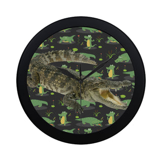 Alligator Black Circular Plastic Wall clock - TeeAmazing