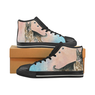 German Shepherd Water Colour No.1 ฺBlack High Top Canvas Women's Shoes/Large Size - TeeAmazing