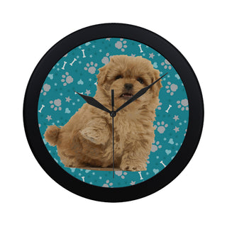 Peekapoo Dog Black Circular Plastic Wall clock - TeeAmazing