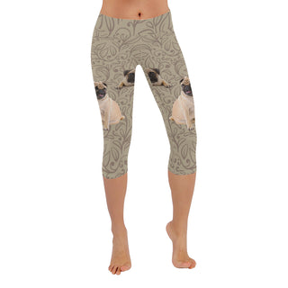 Pug Lover Low Rise Capri Leggings (Invisible Stitch) (Model L08) - TeeAmazing