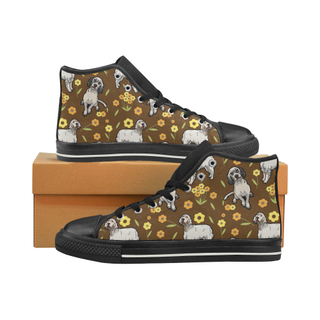 English Setter Flower Black High Top Canvas Shoes for Kid (Model 017) - TeeAmazing