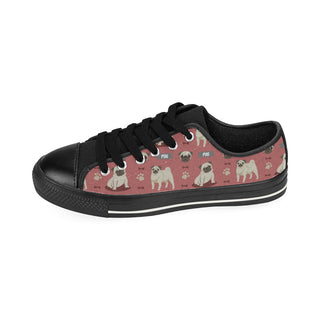Pug Pattern Black Low Top Canvas Shoes for Kid - TeeAmazing
