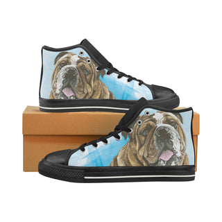 English Bulldog Water Colour No.1 Black High Top Canvas Shoes for Kid - TeeAmazing