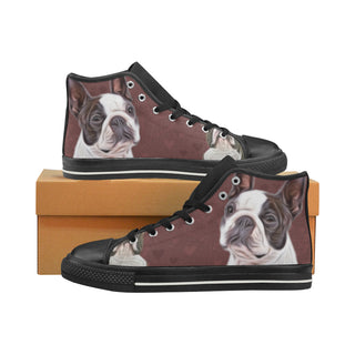 Boston Terrier Lover Black High Top Canvas Women's Shoes/Large Size - TeeAmazing