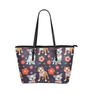Pit bull Flower Leather Tote Bag/Small - TeeAmazing