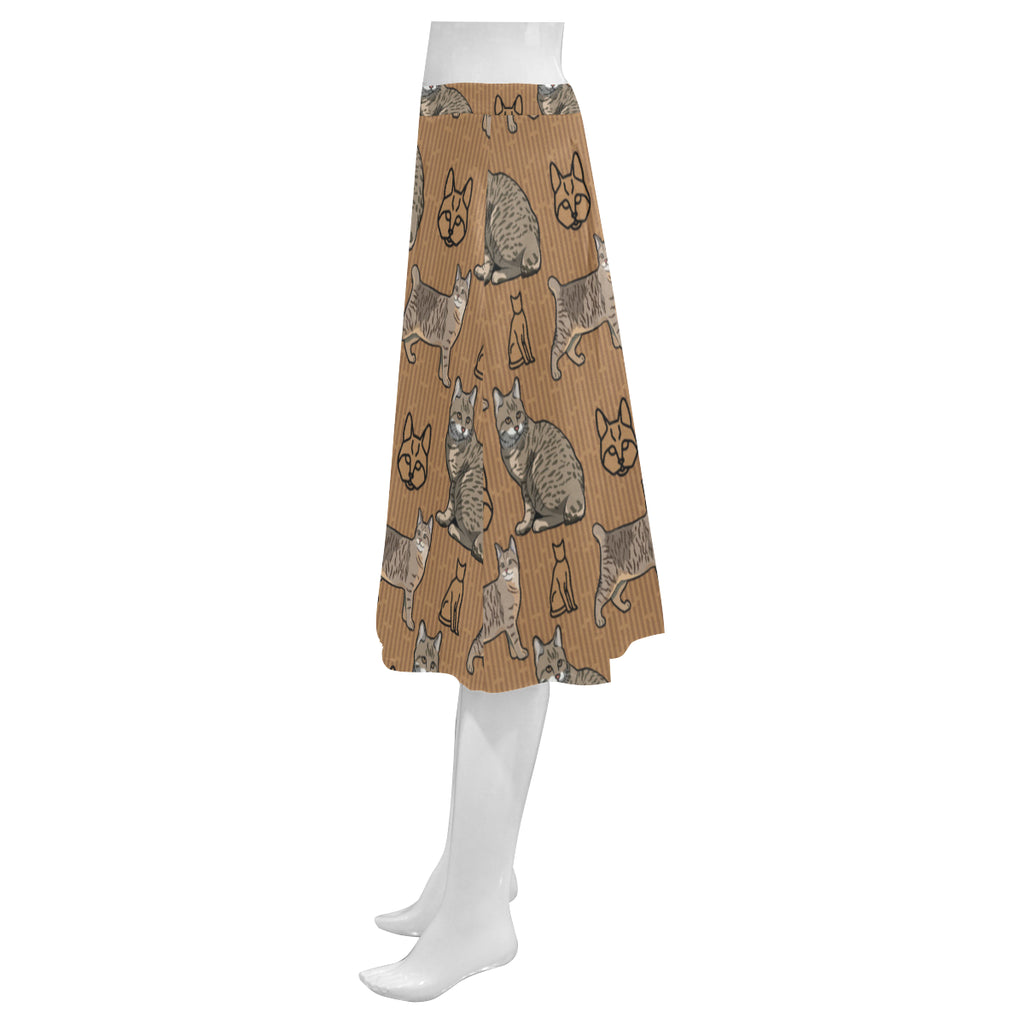 Pixie-bob Mnemosyne Women's Crepe Skirt (Model D16) - TeeAmazing