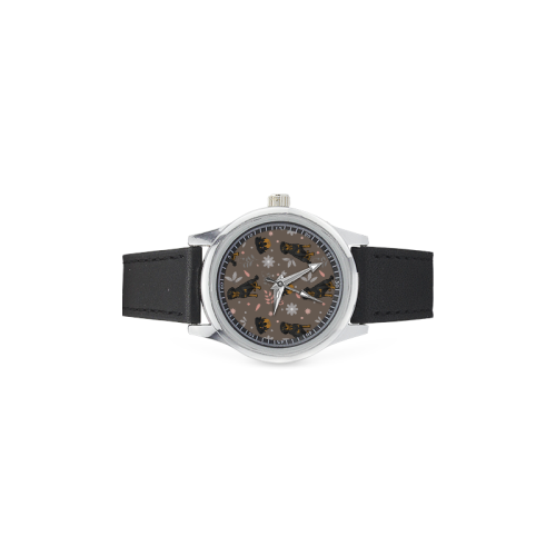 Rottweiler Flower Kid's Stainless Steel Leather Strap Watch - TeeAmazing