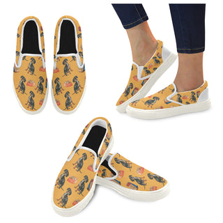 Dachshund Water Colour Pattern No.1 White Women's Slip-on Canvas Shoes - TeeAmazing