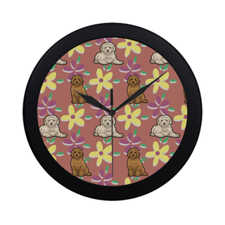 Labradoodle Flower Black Circular Plastic Wall clock - TeeAmazing