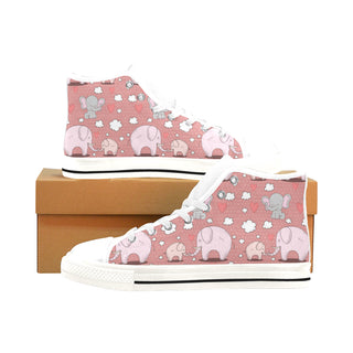 Elephant Pattern White Men’s Classic High Top Canvas Shoes /Large Size - TeeAmazing