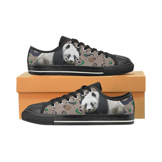 Panda Black Low Top Canvas Shoes for Kid - TeeAmazing